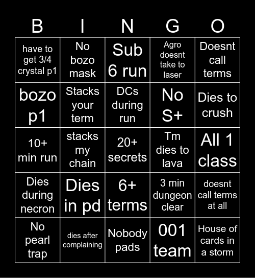 f7 bingo Card