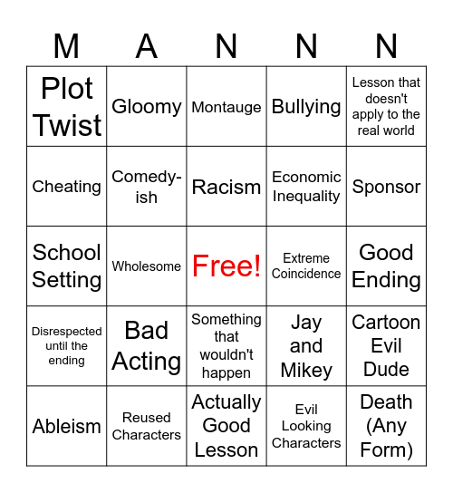 Dhar Mann Bingo Card