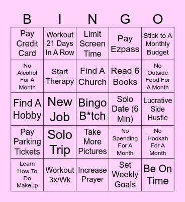 2025 Goals Bingo Card