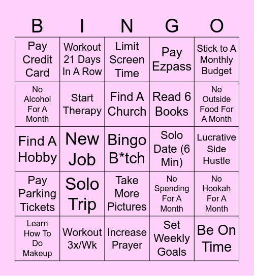 2025 Goals Bingo Card