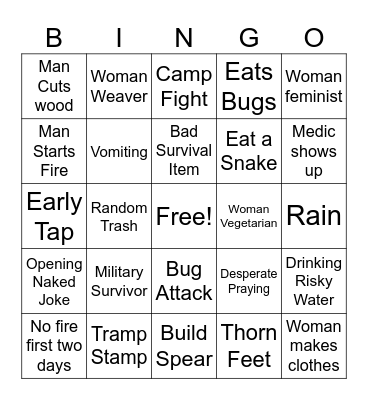 Nakey & Scared Bingo Card