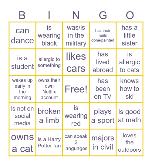 Evening with Industry - Find Someone Who... Bingo Card