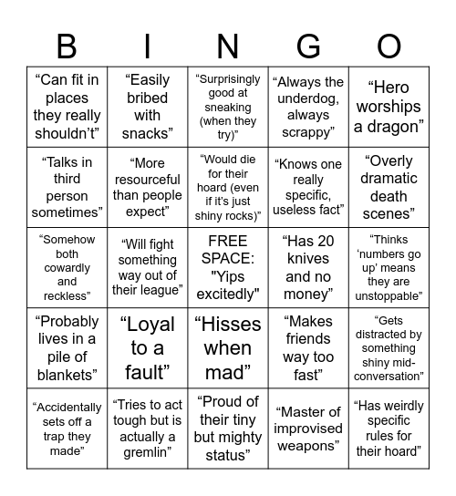 Kobold Bingo Card