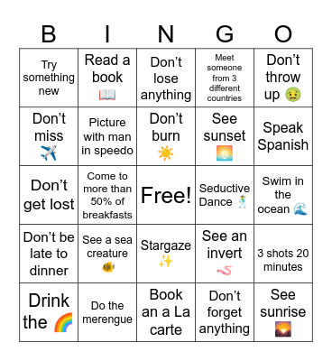 DR TRIP Bingo Card