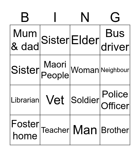 Staff at work and neighbours Bingo Card