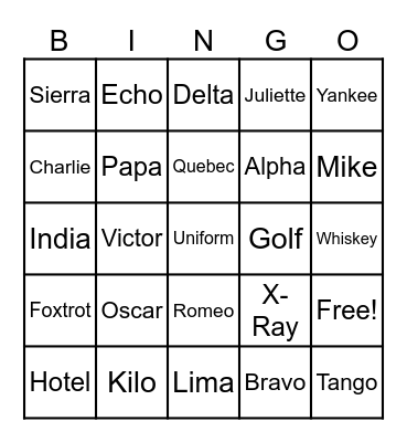 NATO Bingo Card