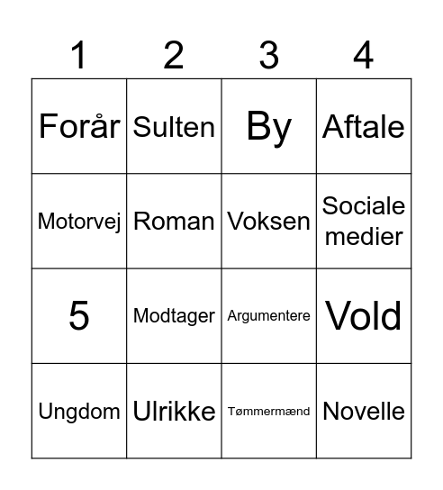 Hold 5 vinterferiebingo Card