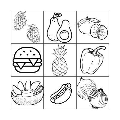 Healthy and Unhealthy food Bingo Card