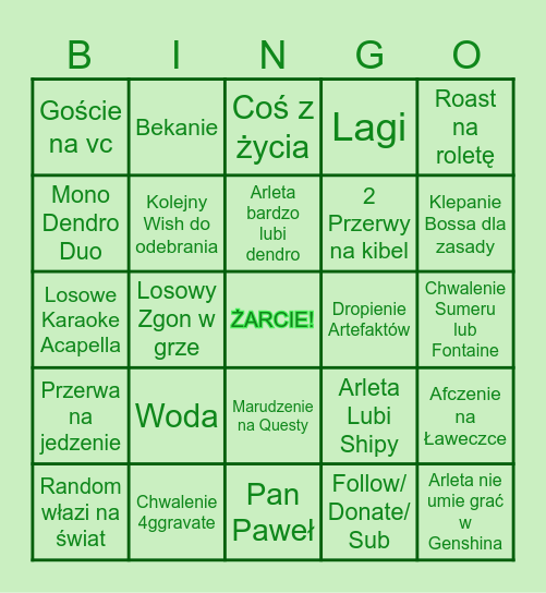 ARLETA STREAM BINGO Card