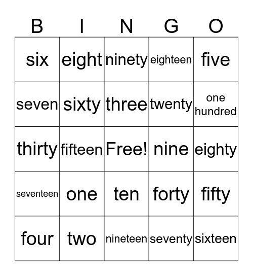 Math Words Bingo Card