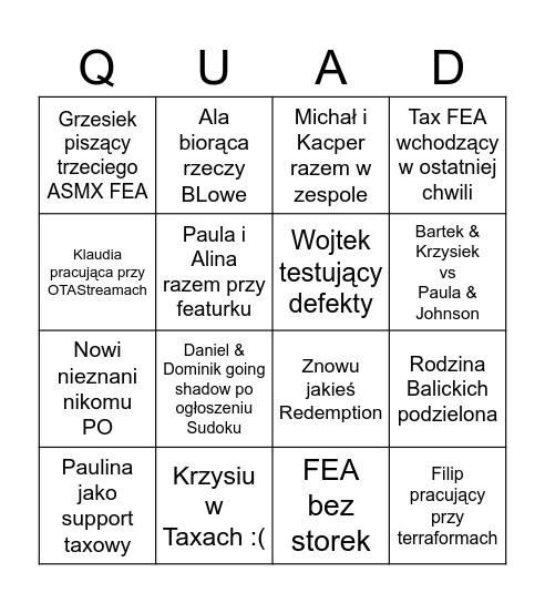 Quad Sudoku Bingo Card