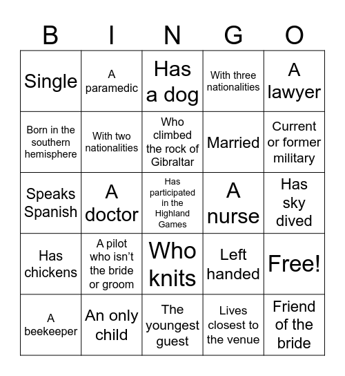 "Find someone..." Bingo Card