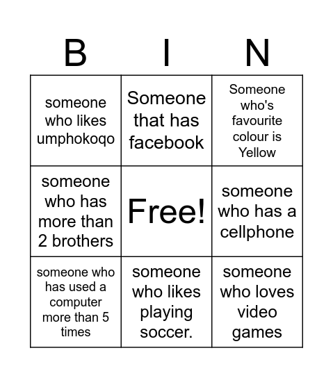 Be Internet awesome bingo Card