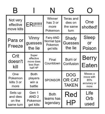 Then we react bingo VINNY Four Bingo Card