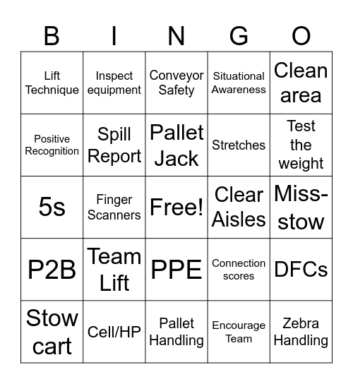 Safety First! Bingo Card