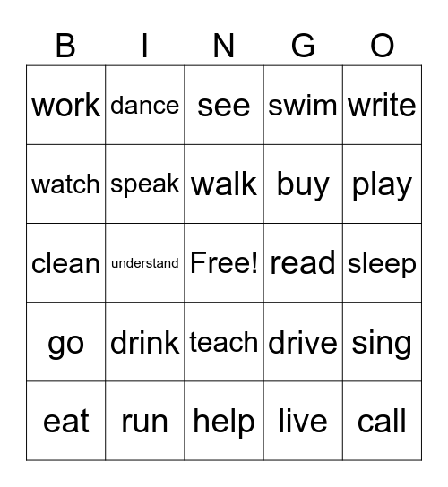 3-6 Present Simple Bingo Card