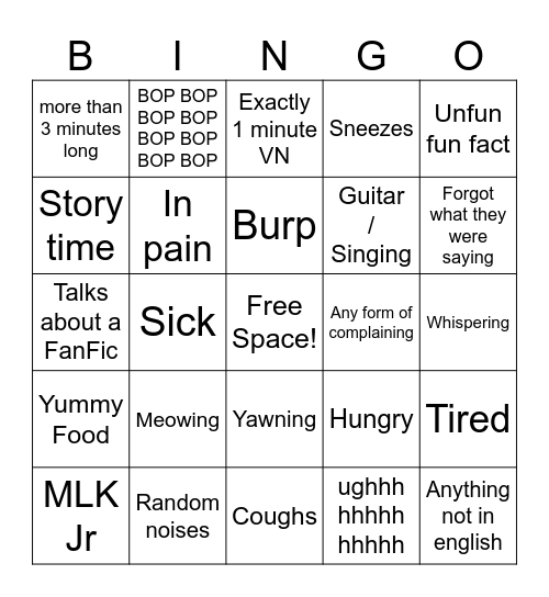 VN bingo Card