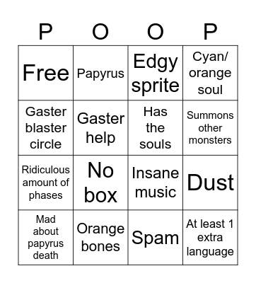 Sans fanmade fights Bingo Card