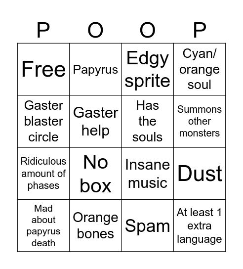 Sans fanmade fights Bingo Card