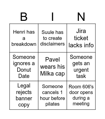 Brand team Bingo Card