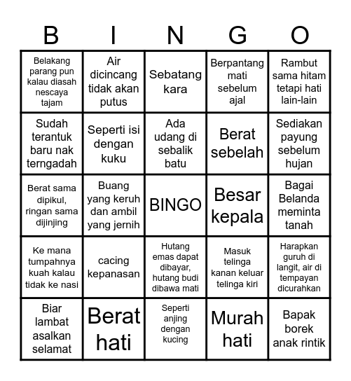 PERIBAHASA Bingo Card