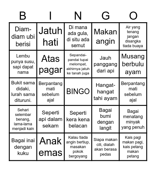 PERIBAHASA Bingo Card