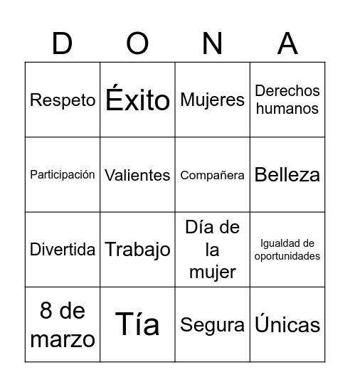 BINGO DÍA INTERNACIONAL DE LA MUJER Bingo Card