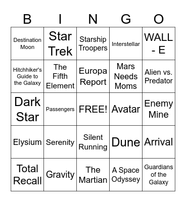 SPACE MOVIES - BINGO Card