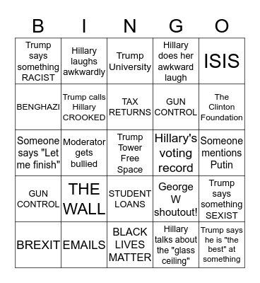 Debate Bingo Card