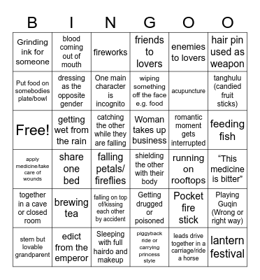 Historical Chinese Dramas Bingo Card