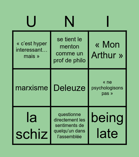 Bingo du J Bingo Card
