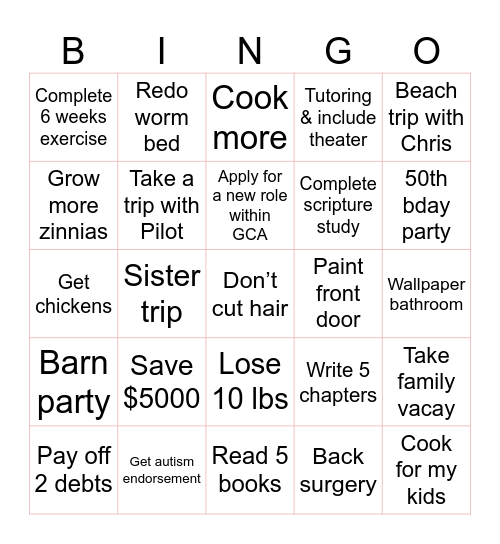 2025 Bingo Card