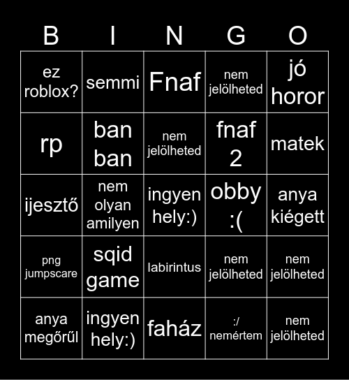 ratyi robolx Bingo Card