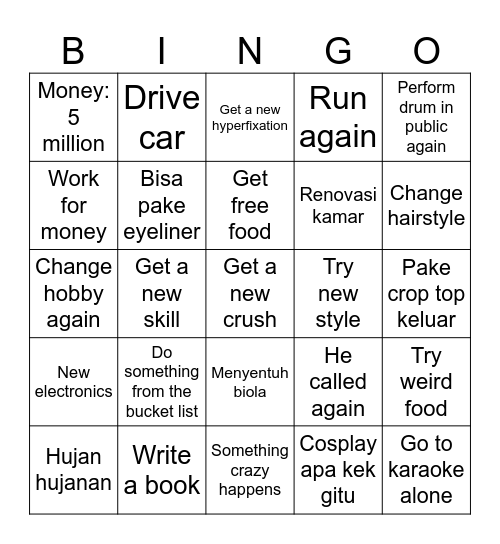 2025 Bingo Card