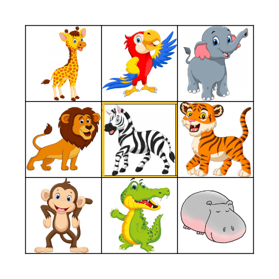Wild animals Bingo Card
