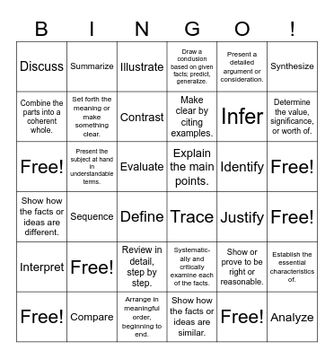 EOC Bingo Card