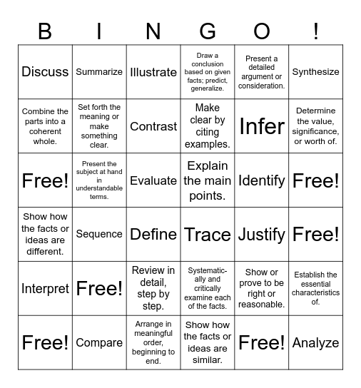 EOC Bingo Card
