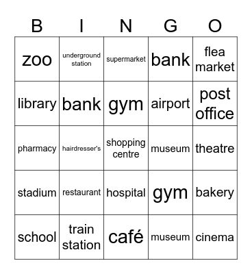 Town places Bingo Card