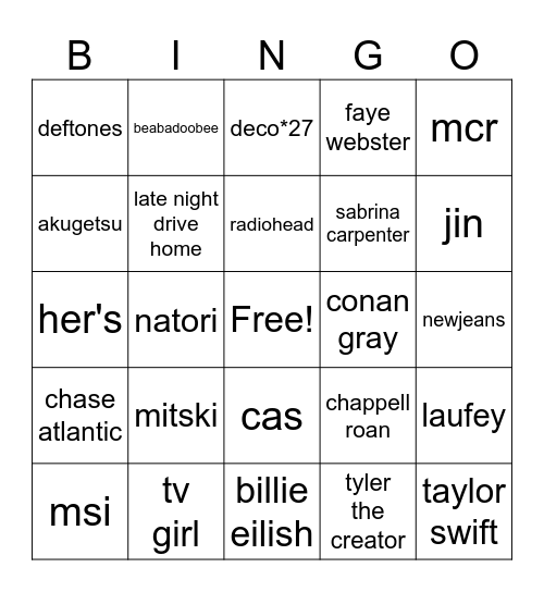 sei bingo Card