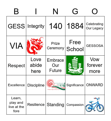 GESS Founder's Day Bingo Card