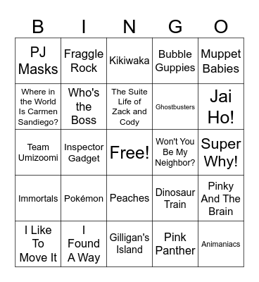 Movies & TV Bingo Card