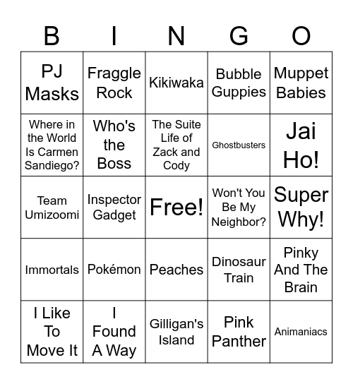 Movies & TV Bingo Card