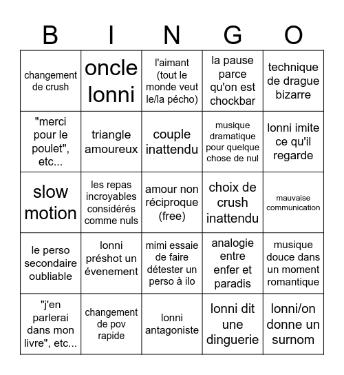 Réaction : Sauve qui pécho (ft. Lonni & nous) - S2 Bingo Card