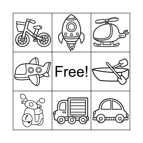 Transportation Bingo Card