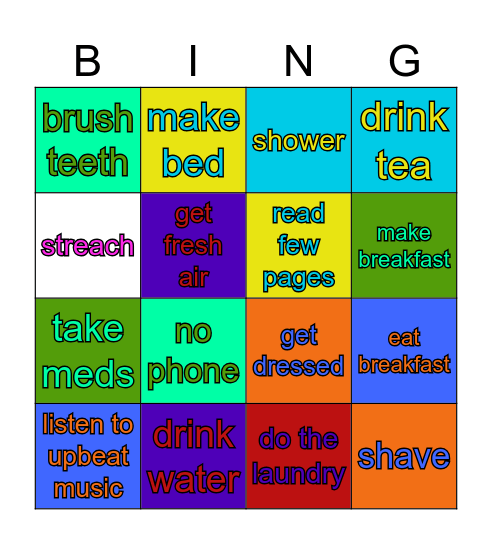 morning rutine Bingo Card