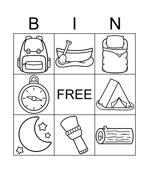 Camping Bingo Card