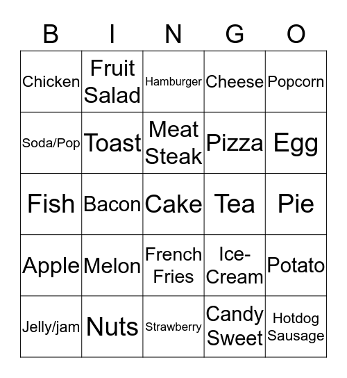 ASL Bingo: Food Bingo Card