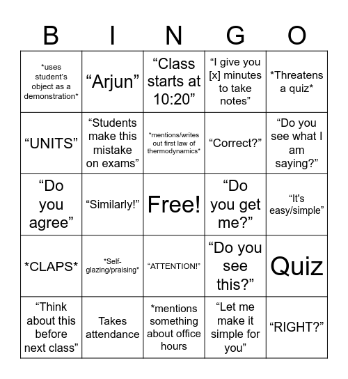 1v1 Matthew vs Kyle Bingo Card