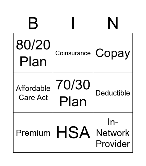 Insurance BINGO! Bingo Card