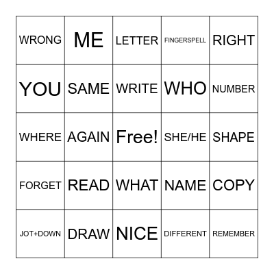 Unit 1 Vocabulary Bingo Card